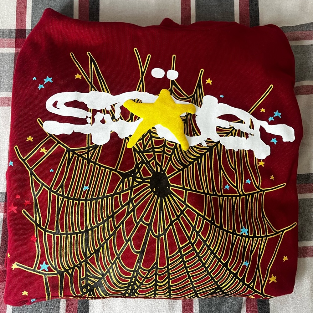 Sp5der Logo Maroon Hoodie
